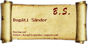Bogáti Sándor névjegykártya